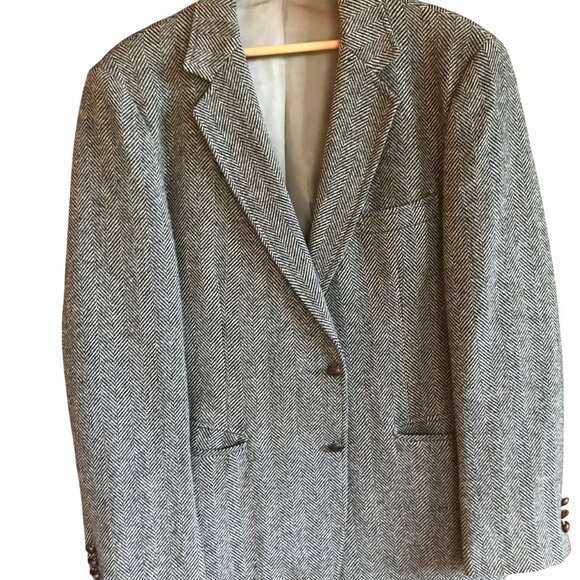 Petersen, Harned, Von Maur Herringbone Wool Tweed Blazer: Vintage Men's Size 42L - Picture 3 of 10